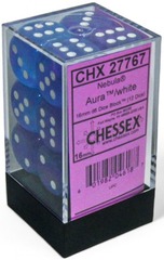 Chessex - Nebula Aura/White Luminary 12D6 16mm - CHX27767